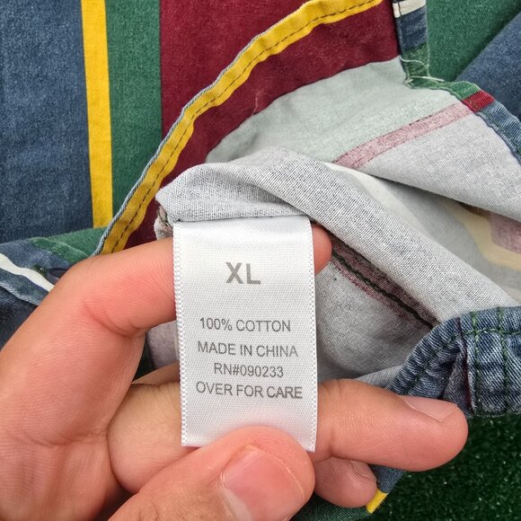 Pacsun Shirt Mens XL Multicolor Striped Button Up Long Sleeve Preppy Colorful - Picture 7 of 8
